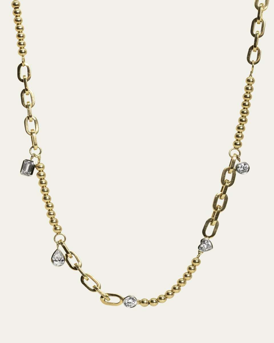 Confetti 2 Chain Necklace with Lab-Grown Diamond Mix